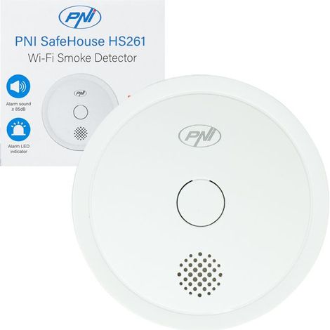 Capteur de fumée - PNI - SafeHouse HS261 - Wi‑Fi Tuya Smart - Alarme sonore et visuelle 85dB - Batterie 3V fournie