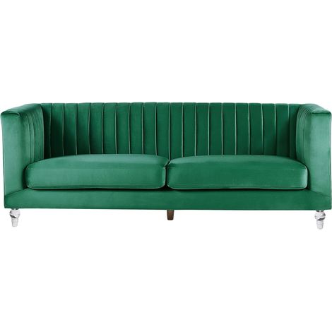 Divano in Velluto Verde Scuro a 3 Posti Stile Glamour ed Elegante Arvika (1/5)