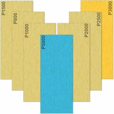 Papier de Verre 5000 3000 2500 2000 1500 1000 800 Grain Papier abrasif Humide et Sèche, Utilisé pour polir métal, bois, les voitures, 35 Papier 9 x 3,6 pouces par feuille (1/4)