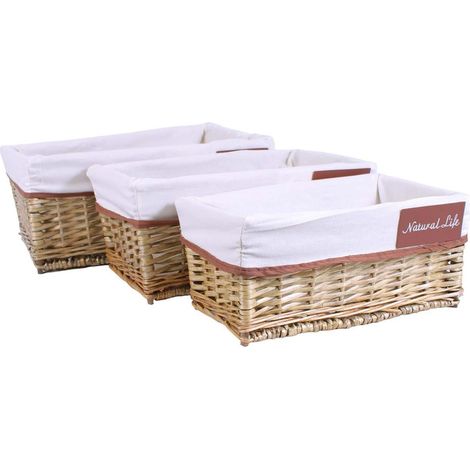 Cesto vimini fodera natural life, 45x30x18 cm