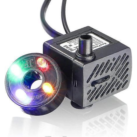 Mini pompe à eau avec LED, 180 l/h, 3 W, pour petits aquariums, jardin, puits, bassin de jardin, fontaine. (1/5)