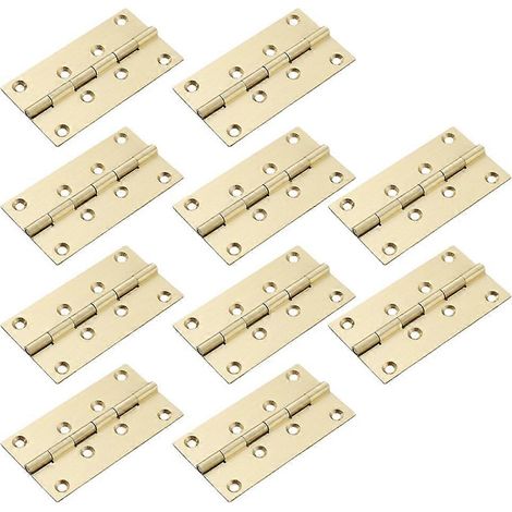 Lot de 10 charnières en laiton brossé et verni pour portes de boîtes à bijoux et de placards de cuisine. Charnières en cuivre pour petites boîtes. Charnières raffinées. (1/5)