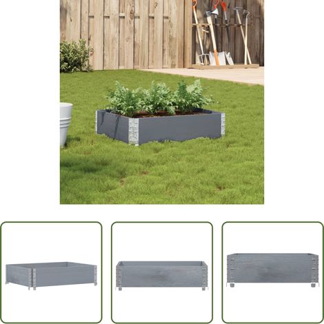 Jardinière empilable -  Jardinière gris 80x60 cm bois massif de pin (1/5)