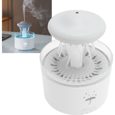 Humidificador de 300 ml con efecto de lluvia giratoria, difusor de aromaterapia silencioso con luz nocturna, 7 colores, temporizador y mando a distancia. (1/5)