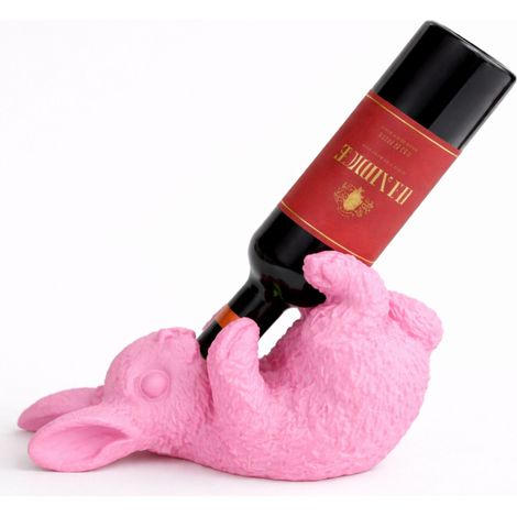 Weinregal Hase rosa Flaschenhalter 3D Tischdekoration