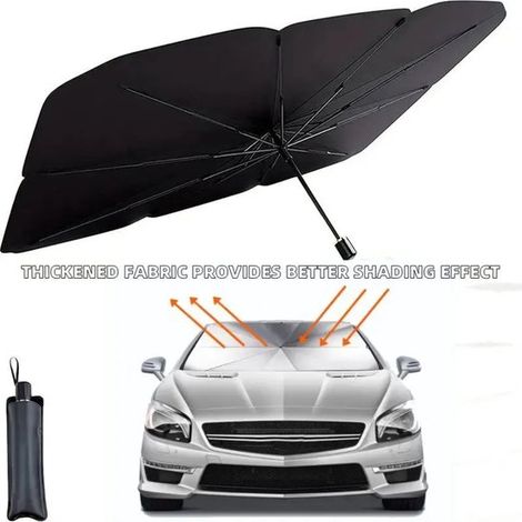 Parasol tipo sombrilla para parabrisas de coche 140x80 cm, Parasol plegable de verano, Bloquea los rayos UV, Tamaño universal (1/5)