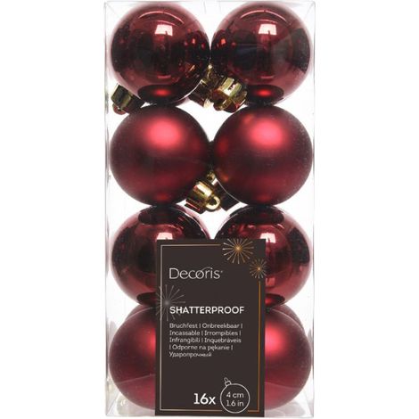 PALLINE NATALIZIE ROSSO SCURO BORDEAUX MIX D4 16 PZ