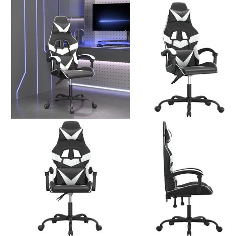 Gaming-Stuhl Drehbar Schwarz und Weiß Kunstleder - Gamingstuhl Drehbar - Gamingstuhl Kunstleder (1/5)
