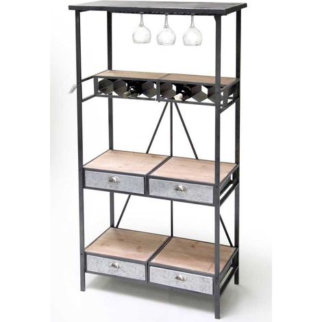 Mobile scaffale cantinetta con ripiani cassetti urban cm 89 x 42 x 175 h (1/2)