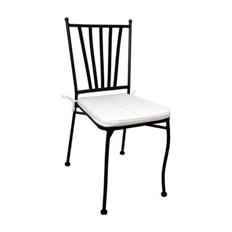SEDIA CON CUSCINO IN FERRO BATTUTO ARREDO GIARDINO ESTERNO 41X42XH90 (32436)