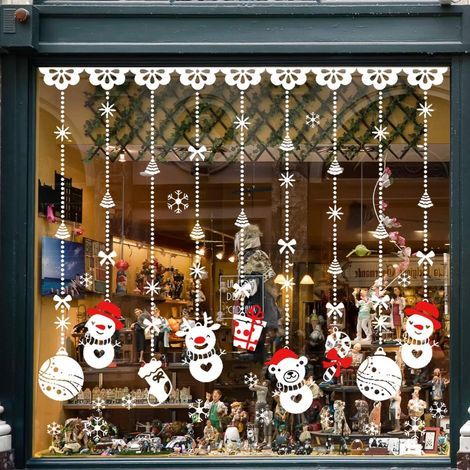 Stickers flocons de neige amovibles PVC – Décoration vitrine Noël – Faciles à appliquer sur surfaces lisses – Réutilisables (1/4)