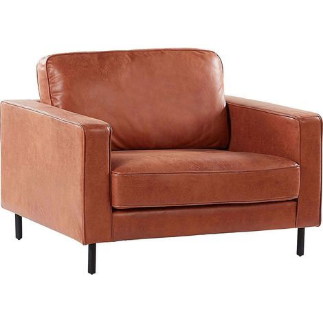 Poltrona Marrone Dorato in Similpelle Design Minimalista Savalen