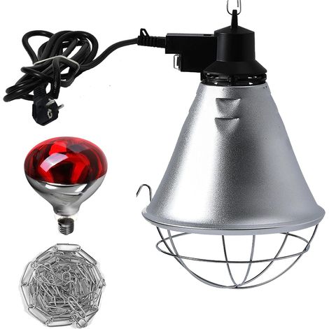 Lampe Chauffante Infrarouge 250W pour Volailles et Animaux avec Câble 2,5m (1/5)