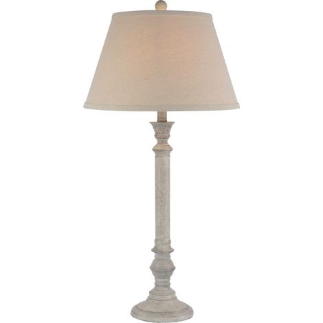 Liora Table Lamp with Linen Shade - Resin - L41 x W41 x H79 cm - White