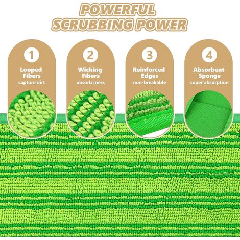 Convient aux balais Swiffer Sweeper : Recharges de lingettes microfibres Papclean, lavables et réutilisables, pour le nettoyage des sols en bois - 6 pièces, vertes (1/4)