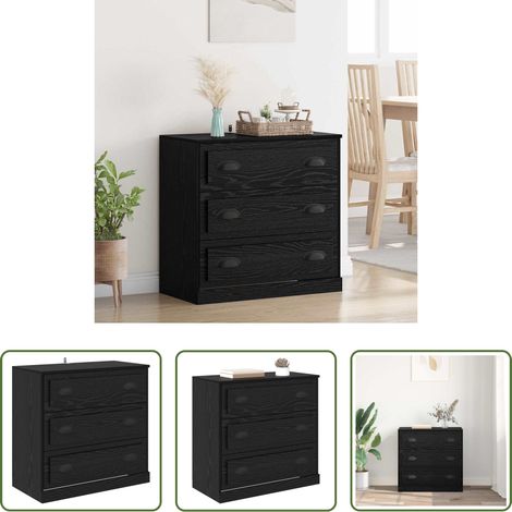 Holz - Sideboard Schwarz Eichen-Optik 70 x 35,5 x 67,5 cm (1/5)