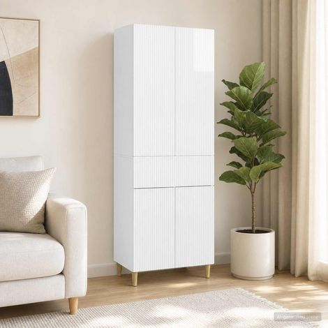 vidaXL Schrankset 2 pcs Hochglanz Weiß 66 x 34,5 x 90 cm Holzwerkstoff (1/5)