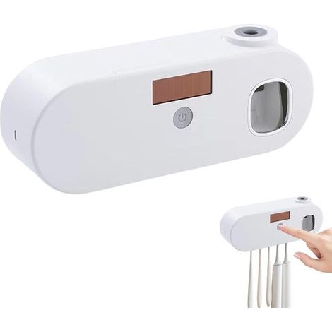 Limpiador de cepillos de dientes - Soporte esterilizador - Mejora la higiene bucal - UV-C antibacteriano - 23,1 cm de largo - Blanco (1/5)