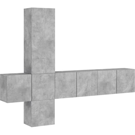 Maison Exclusive - 5-tlg. Wohnwand Betongrau Holzwerkstoff
