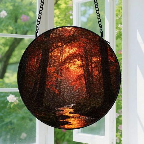 Suspension en vitrail - Attrape-soleil coloré en verre coloré, décoration intérieure unique, cadeau Fête des Pères, Anniversaire pour homme, femme 9cm (1/5)