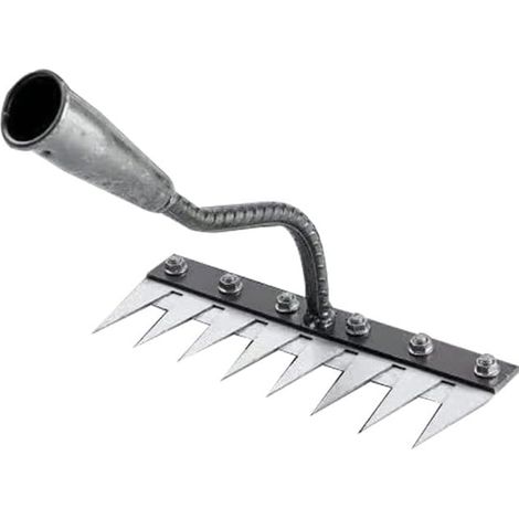 Unkrautrechen aus Eisen, Gartenrechen aus Eisen, abnehmbarer Handrechen zum Unkrautjäten, geeignet für Gartenarbeiten und zum Umgraben des Bodens, Bodenlockerungswerkzeug (8 Zinken) (1/4)