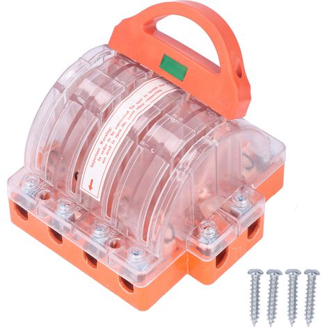 Ortviai Interrupteur à couteau 4 pôles 63 A AC380 V cuivre massif avec voyant LED et boîtier transparent HK11-4P63A (1/5)