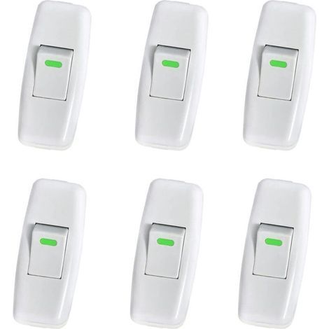 BUNTHAUS CSPARKV 6 Pack  Interrupteur Lampe, Interrupteur Torpedo, Ligne Cordon Interrupteur, Interrupteur Lampe de Chevet, Interrupteur à Bascule en Ligne pour Lampe de Table de Chevet Remplacement d