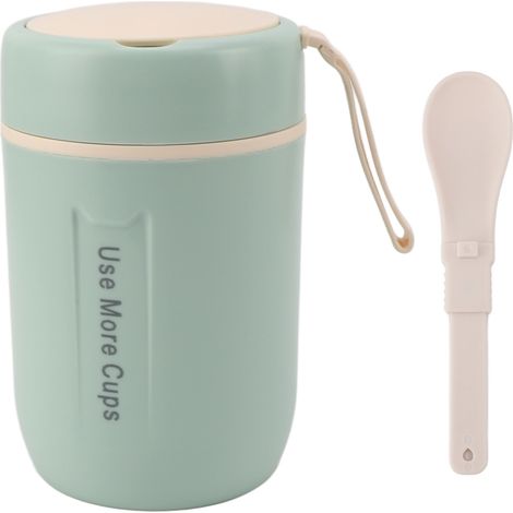 Isolierte 600-ml-Thermoskanne aus Edelstahl 304, auslaufsicher, mit Löffel und Sicherheitsdeckel, mintgrüner Suppenbecher für Kinder (1/5)