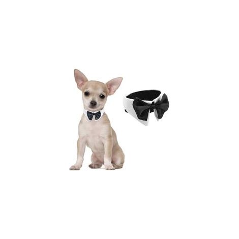 Nœud papillon pour chien, 1 lot de collier blanc réglable avec nœud papillon pour petits chiens, chats, mariage, anniversaire (1/5)