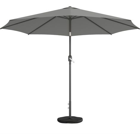 Parasol droit inclinable Ø 3 x 2,5 m gris foncé, base sable, nervure rétractable
