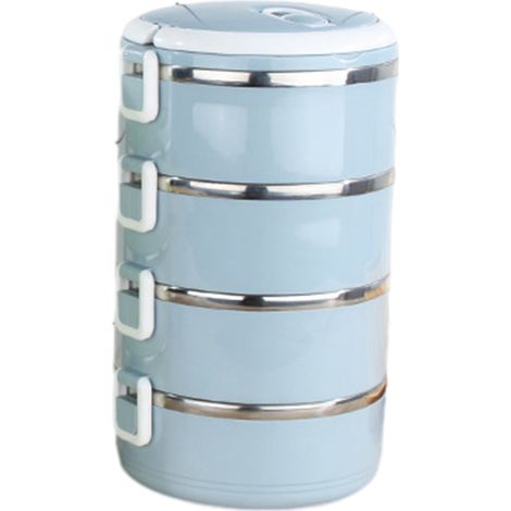 Sac à lunch bleu allant au micro-ondes avec poignée, idéal pour organiser ses repas au travail, à l'école, en pique-nique ou en voyage.-AquaForge (1/5)