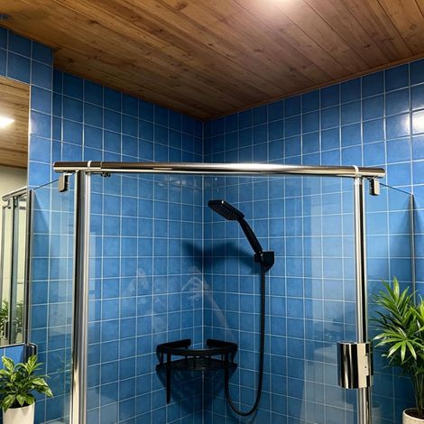 Barre de stabilisation pour porte douche sans cadre, support (1/5)