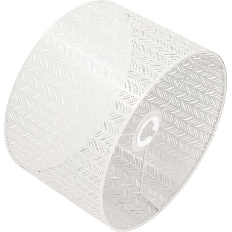 Abat-jour cylindrique E27 E14 à clip en forme de feuille de sapin, en métal ajouré, décoratif, blanc, pour lampe de table, applique ou plafonnier. (1/5)