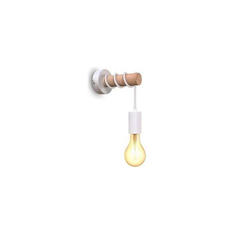 applique murale, design rétro industriel, bois & métal, éclairage salon & chambre, douille E27, pour ampoule LED 10W max, blanc-Fei Yu (1/4)