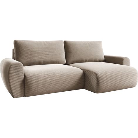 Sofa mit Schlaffunktion, Ottomane Paullo, Stauraum, Reversibel, Verstellbar, 253x153 cm, Beige
