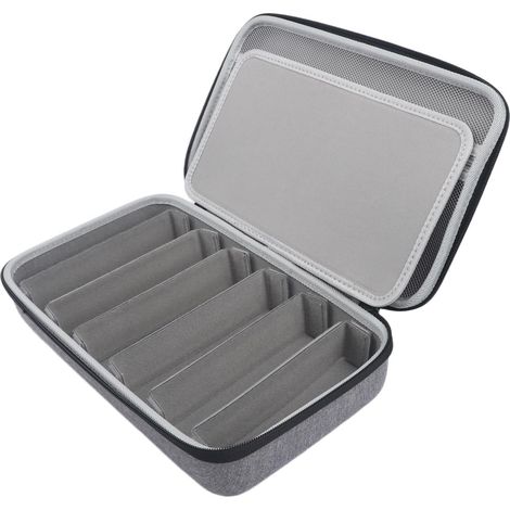 Boîte de rangement portable pour lunettes de soleil, fentes réglables, étui rigide en EVA, pour organisateur de lunettes compact pouvant contenir plusieurs paires de lunettes, gris (1/5)
