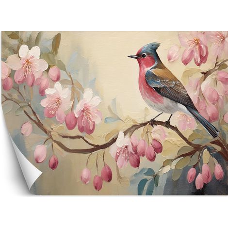 Fototapete Vögel Tiere Shabby Chic 100x70 cm