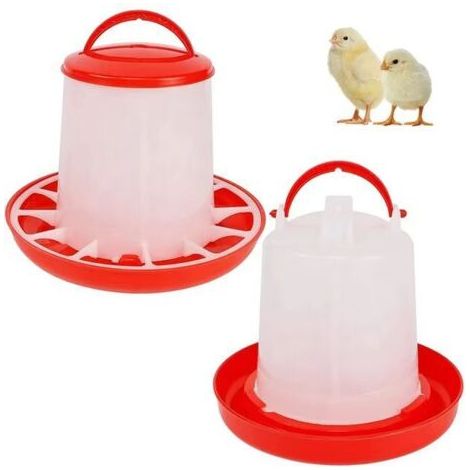 QORVA-Rouge Distributeur automatique de nourriture et abreuvoir pour poulets de 1 l, distributeur automatique de nourriture et abreuvoir, abreuvoir automatique, kit mangeoire pour poules