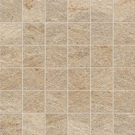 Mosaïque effet Pierre Quartzite Beige Doré 4,8x4,8 cm Quadra 30x30x0,9 cm Mat Salvero - Sol et mur intérieur (vendu par carton de 0,9 m²) - RO'MA CARRELAGE