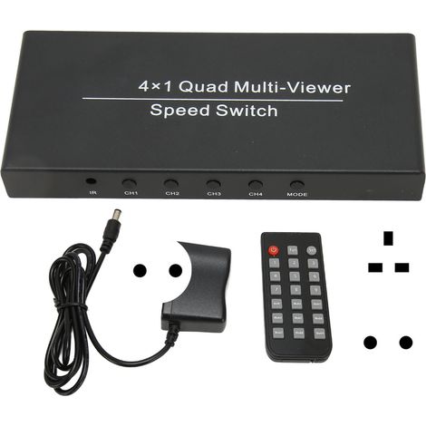 Multiprise Commutateur HDMI 4 en 1 Sortie 1080P 60Hz, Sélecteur Multimédia avec Adaptateur Secteur 100-240V Prise EU, Boîtier de Visualisation Multiple (1/5)