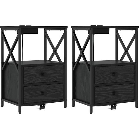 Maison Exclusive - Armadio da Notte con cassetto 2 pcs Rovere Nero 40 x 31 x 60 cm