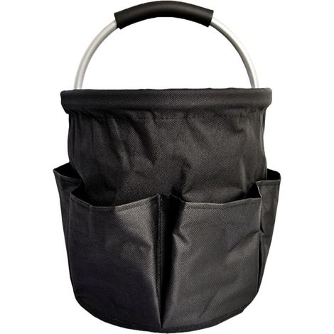 Sac de rangement pour outils de jardinage, panier pliable multifonctionnel avec 6 poches et poignées, sac à outils pliable de 17 litres pour camping, jardin et plage (1/5)
