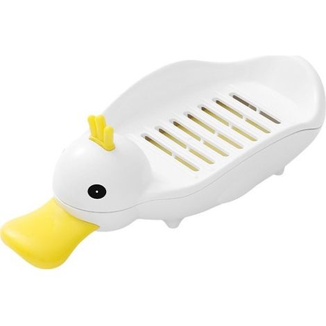 Petite boîte à savon en forme de canard jaune, en plastique, pour la maison, la salle de bain, comptoir sans poinçon, grande boîte à savon en forme de canard (1/5)