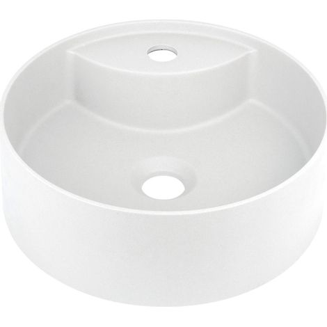 Lavabo in granito tondo d'appoggio con basetta per rubinetteria alabastro ø36 cm - Delia