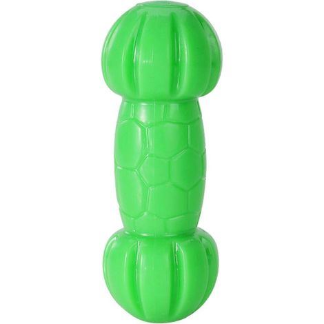 TPR Barbell chien jouet à macher – distributeur de friandises et sonore – pour petits et moyens chiens nettoyage des dents dentition – Vert (1/5)