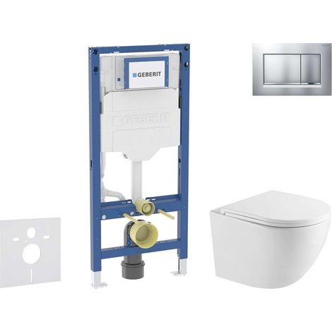 Geberit Duofix - Set de bâti-support, cuvette Oudee et abattant softclose, plaque de déclenchement Sigma20, chrome mat/chrome SANI11CA2103