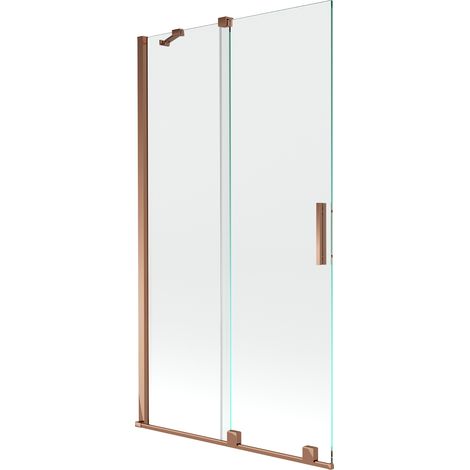 Mexen Velar mampara de bañera extensible de 2 paneles 100 x 150 cm, transparente, oro rosa - 896-100-000-01-60 (1/5)