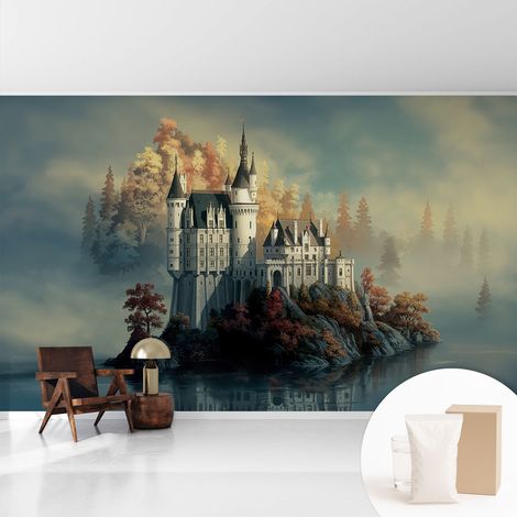 Papier peint avec colle pour décoration moderne de salon chambre à coucher cuisine et bureau Facile Château de conte de fées 416x254 cm (1/5)