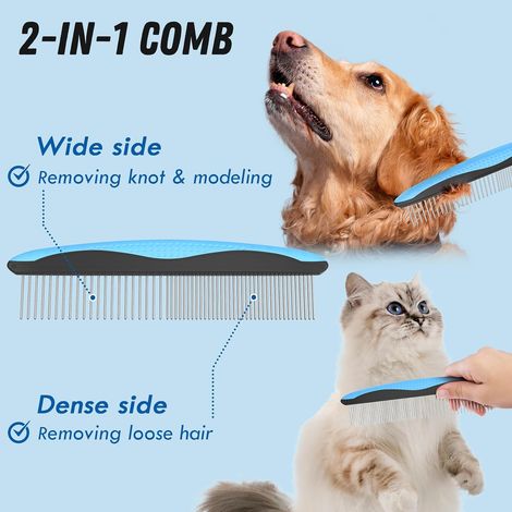Kit de soin du pelage 2 en 1, peigne démêlant professionnel pour chats et chiens, peigne simple à (1/2)