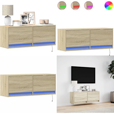 vidaXL TV-Wandschrank mit LED-Beleuchtung Sonoma-Eiche 100x31x35 cm (1/5)
